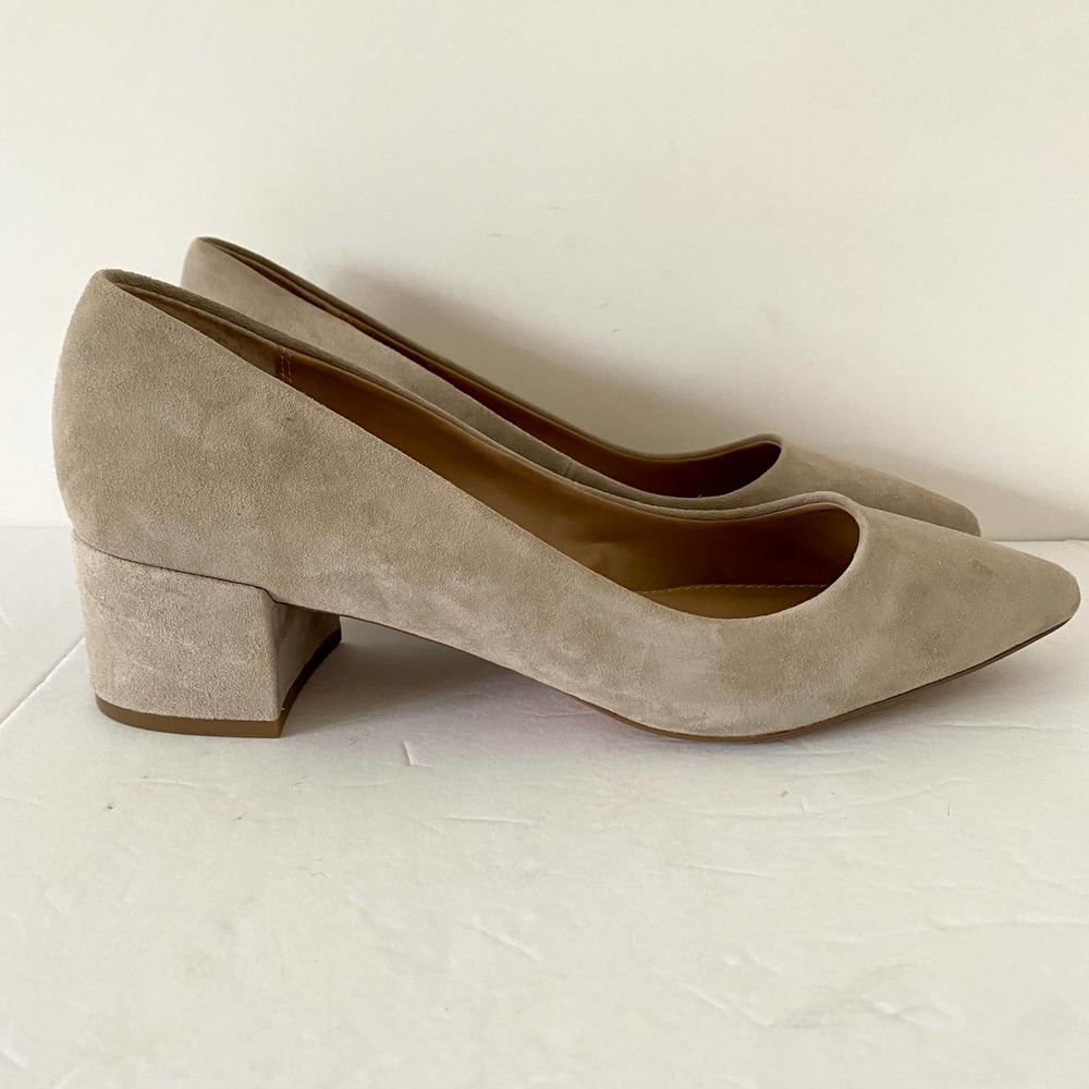 Steve Madden Cormac Block Kitten Heel Pumps Taupe Suede 10